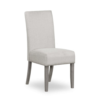 Dining Chair Set Of 2 Upholstered Grey Fabric With Grey Wood Legs