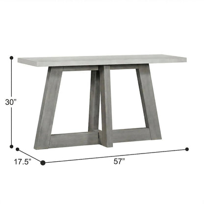 Grey Console Table With White Concrete Top And Wood Base 57In