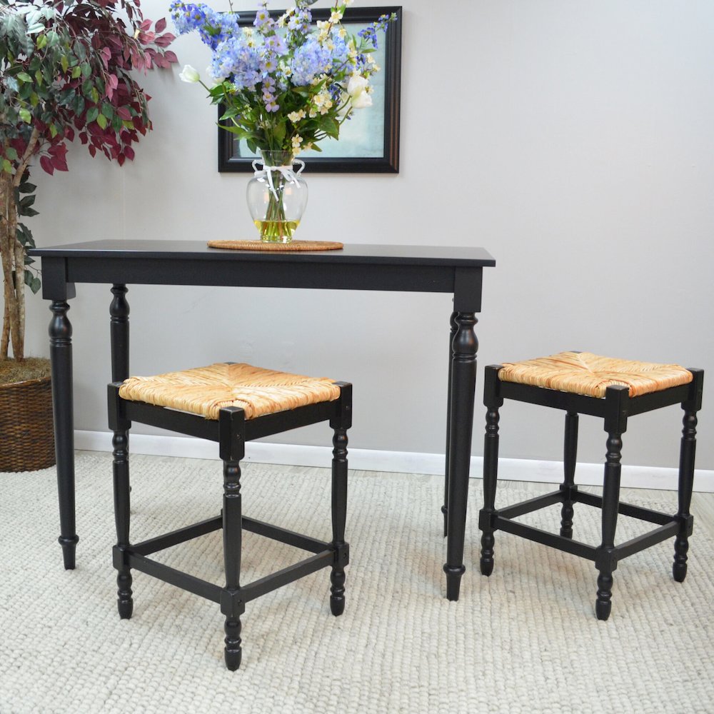 Hawthorne Bar Table with 2 Counter Stools - Antique Black