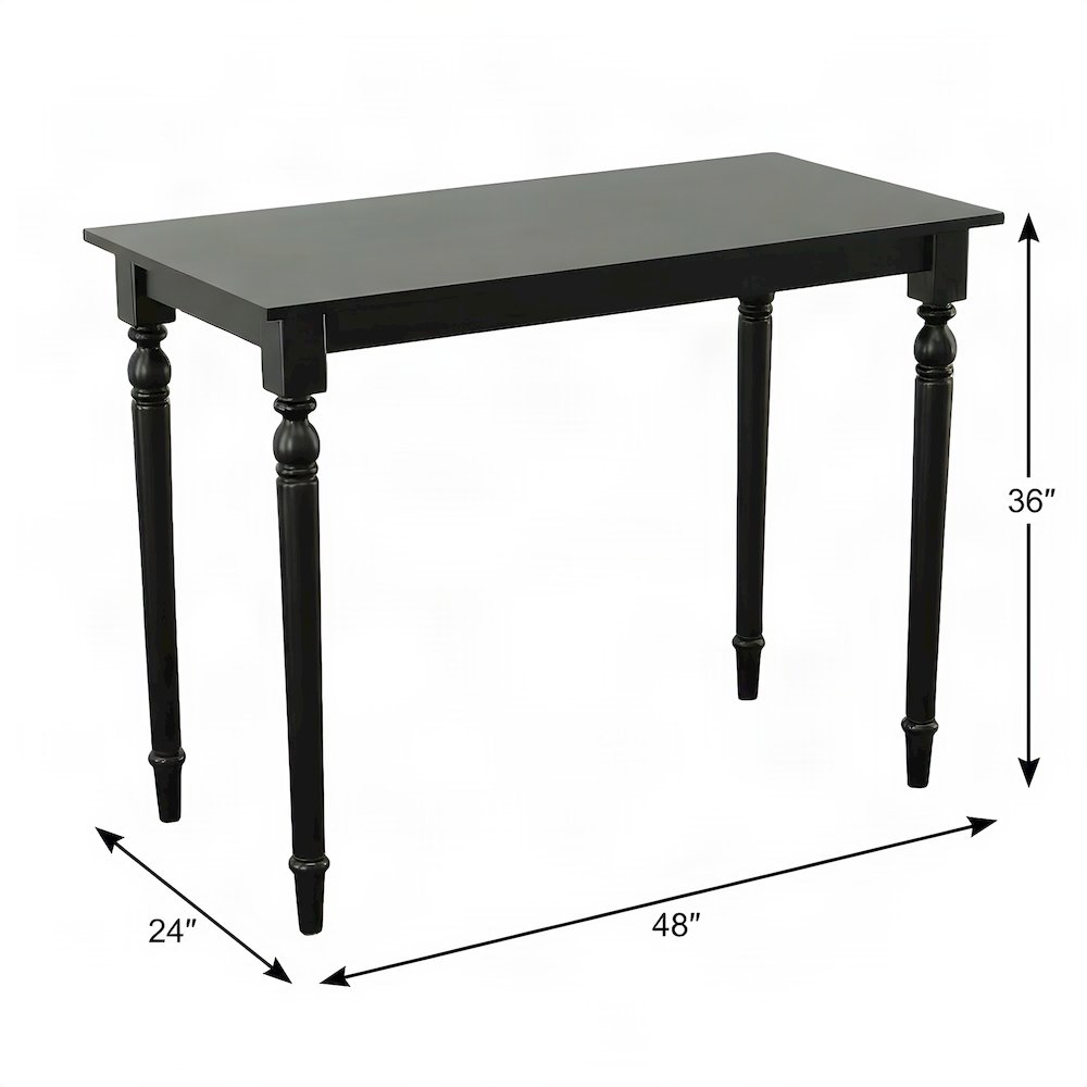 Outdoor Escape Rectangular Bar Table with Rubberwood Legs, Antique Black