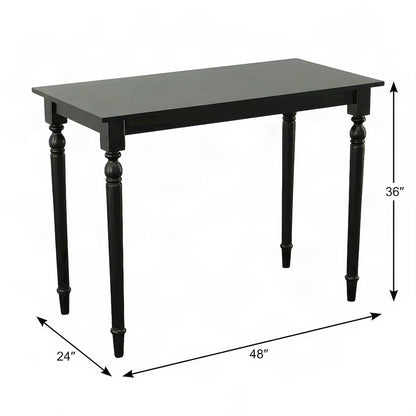 Outdoor Escape Rectangular Bar Table with Rubberwood Legs, Antique Black