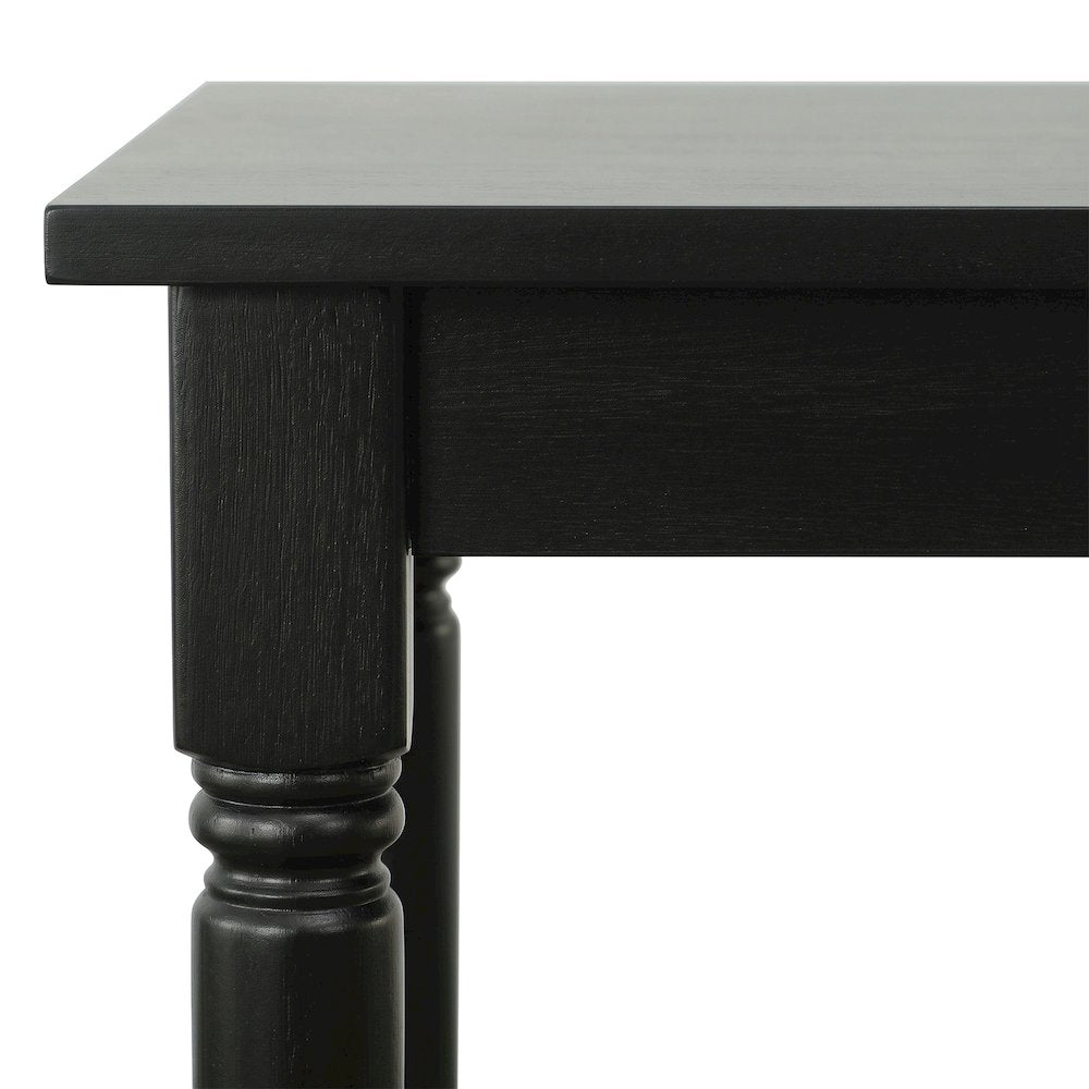 Outdoor Escape Rectangular Bar Table with Rubberwood Legs, Antique Black
