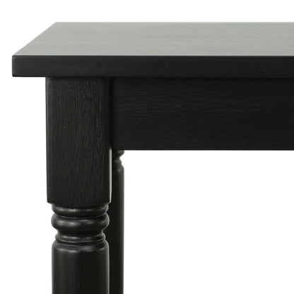 Outdoor Escape Rectangular Bar Table with Rubberwood Legs, Antique Black