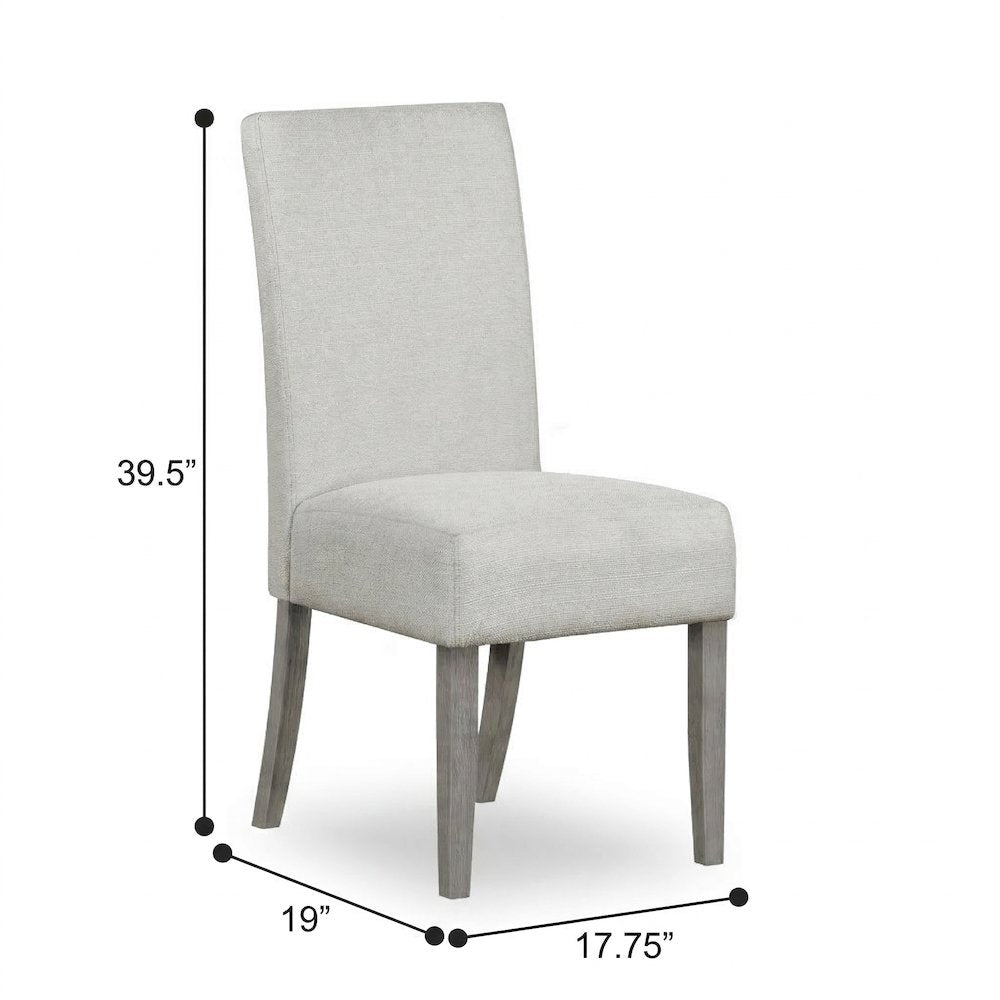 Dining Chair Set Of 2 Upholstered Grey Fabric With Grey Wood Legs