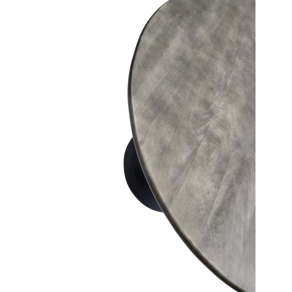 Alden Wood Top 36" Round Dining Table - Fog Gray Top - Black Base