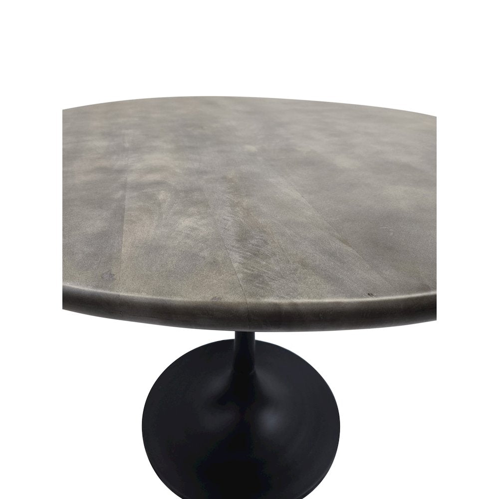 Alden Wood Top 40" Round Dining Table - Fog Gray Top - Black Base