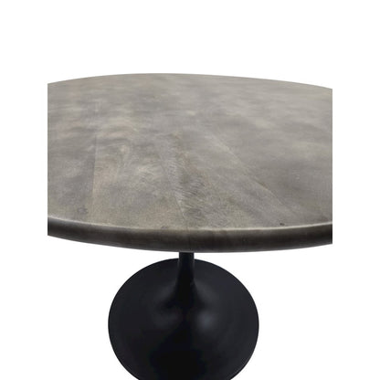 Alden Wood Top 40" Round Dining Table - Fog Gray Top - Black Base