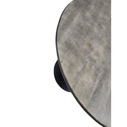 Alden Wood Top 40" Round Dining Table - Fog Gray Top - Black Base