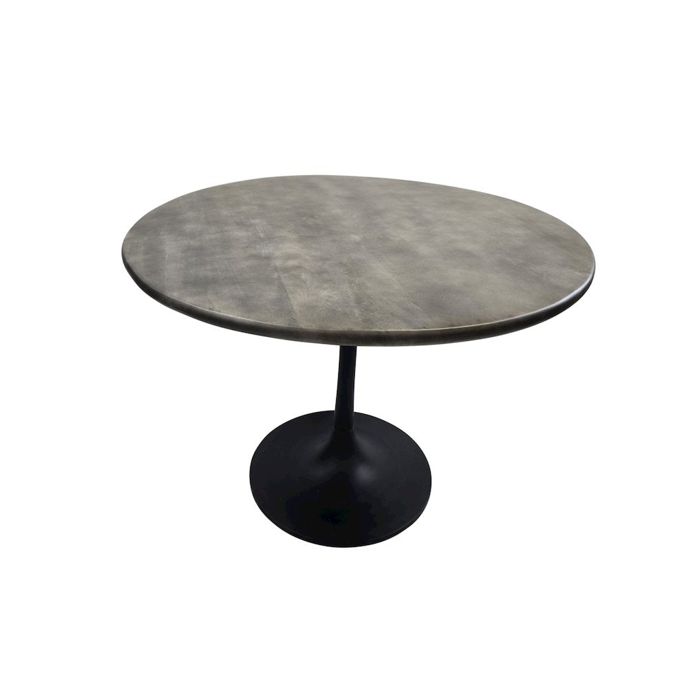 Alden Wood Top 40" Round Dining Table - Fog Gray Top - Black Base