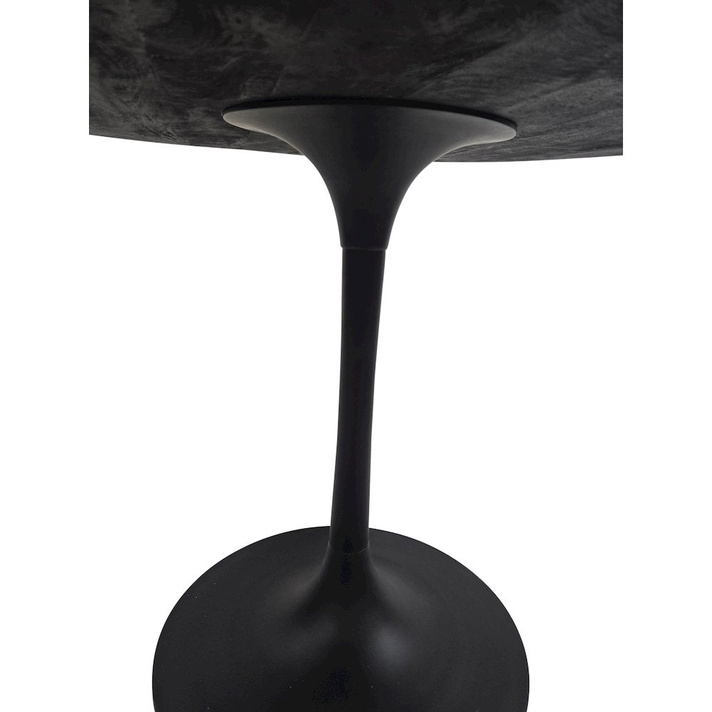 Alden Wood Top 40" Round Dining Table - Fog Gray Top - Black Base
