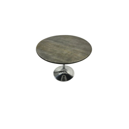 Alden Wood Top 40" Round Dining Table - Fog Gray Top - Chrome Base