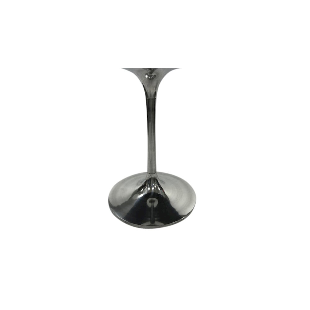 Alden Wood Top 40" Round Dining Table - Fog Gray Top - Chrome Base