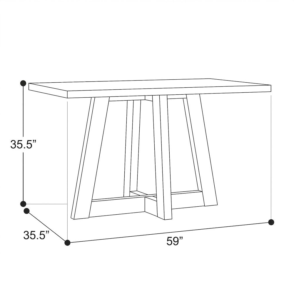 Rectangular Grey Concrete Top Bar Table With Brushed Acacia Base 59X35.5X35.5