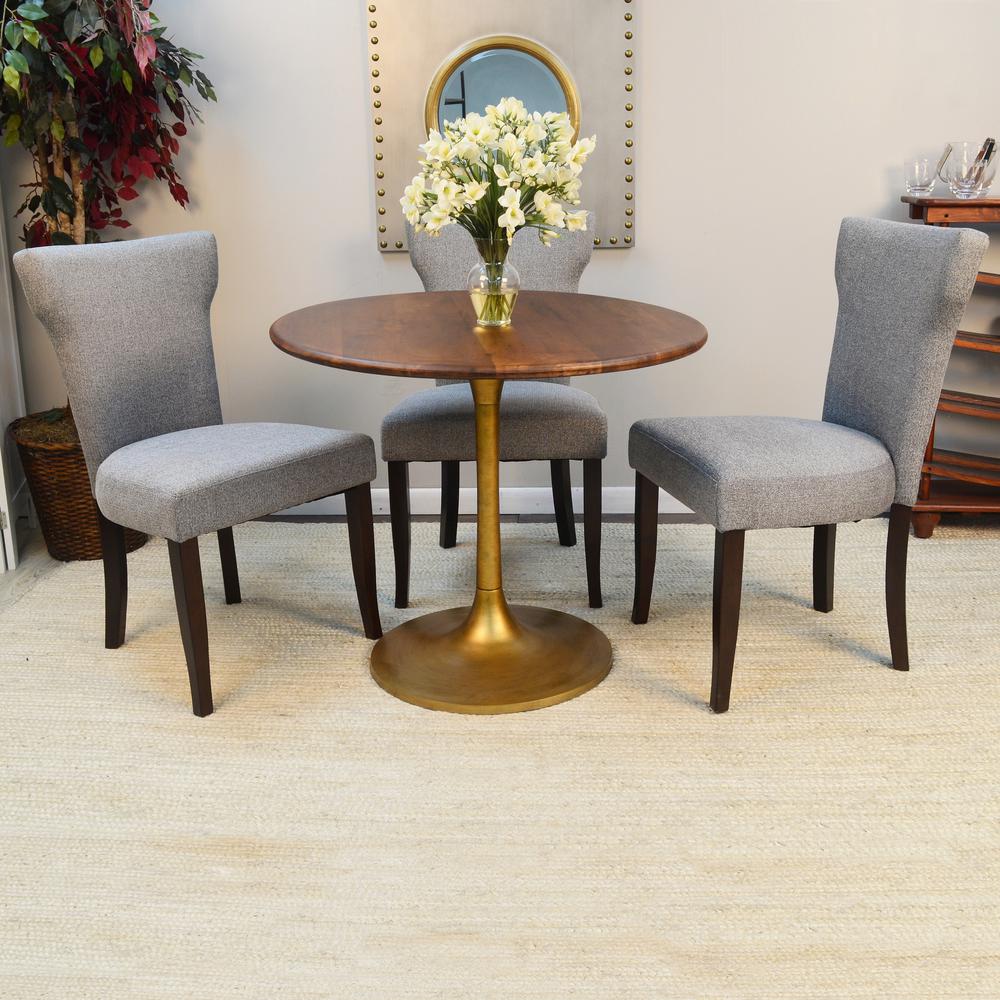 Alden Wood Top 36" Round Dining Table - Elm/Antique Gold