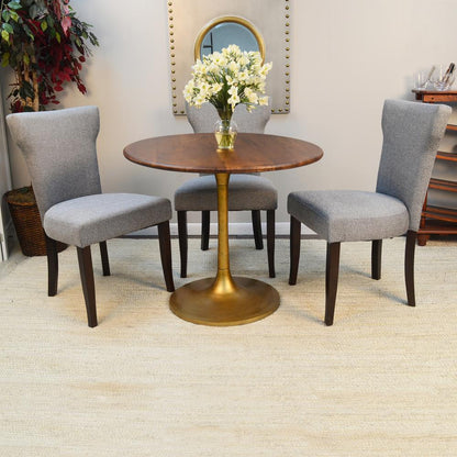 Alden Wood Top 36" Round Dining Table - Elm/Antique Gold