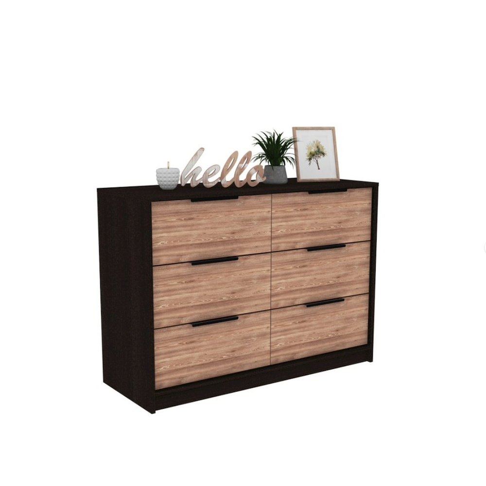 Kaia Four Drawer Double Dresser Black / Pine MDF