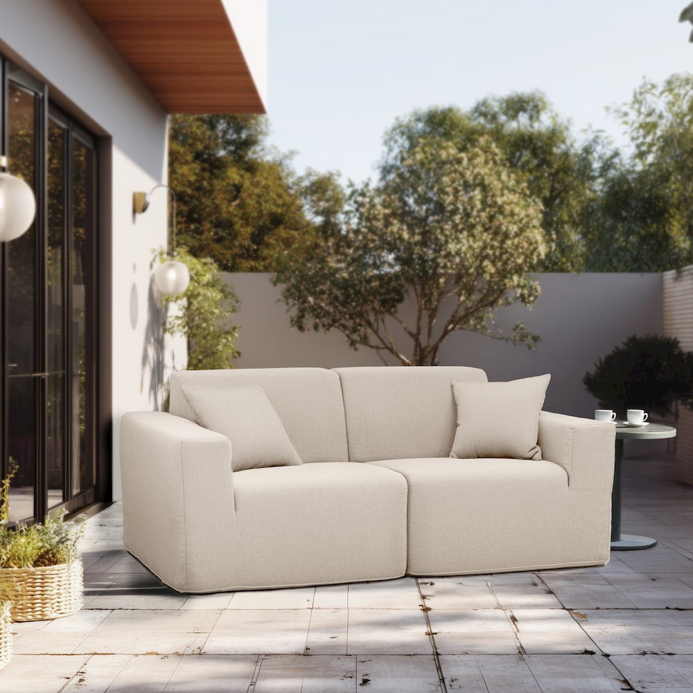2 Place Seating Beige Outdoor Compressed Foam Sectional Sofas