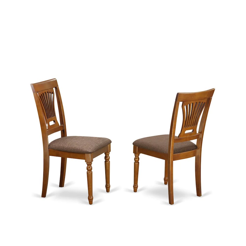 AVPL7-SBR-C 7 PcAvon Dining Table featuring Leaf and 6 Fabric Seat Chairs in Saddle Brown .