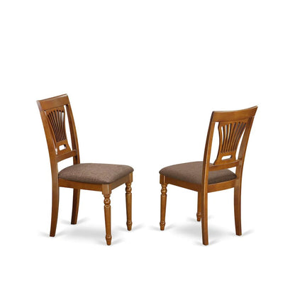 AVPL7-SBR-C 7 PcAvon Dining Table featuring Leaf and 6 Fabric Seat Chairs in Saddle Brown .