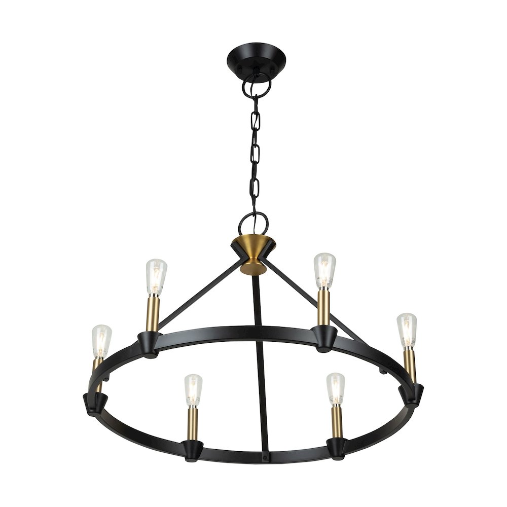 Notting Hill Collection 6Light Chandelier Black and Brushed Brass