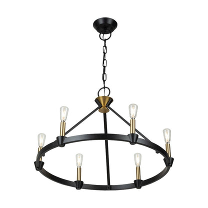 Notting Hill Collection 6Light Chandelier Black and Brushed Brass