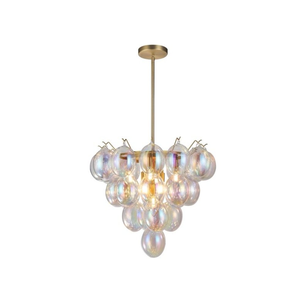 Globo Collection 9Light Chandelier Iridescent and Brass