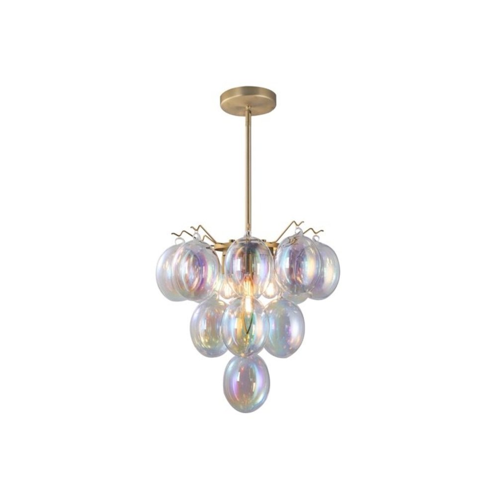 Globo Collection 5Light Chandelier Iridescent and Brass