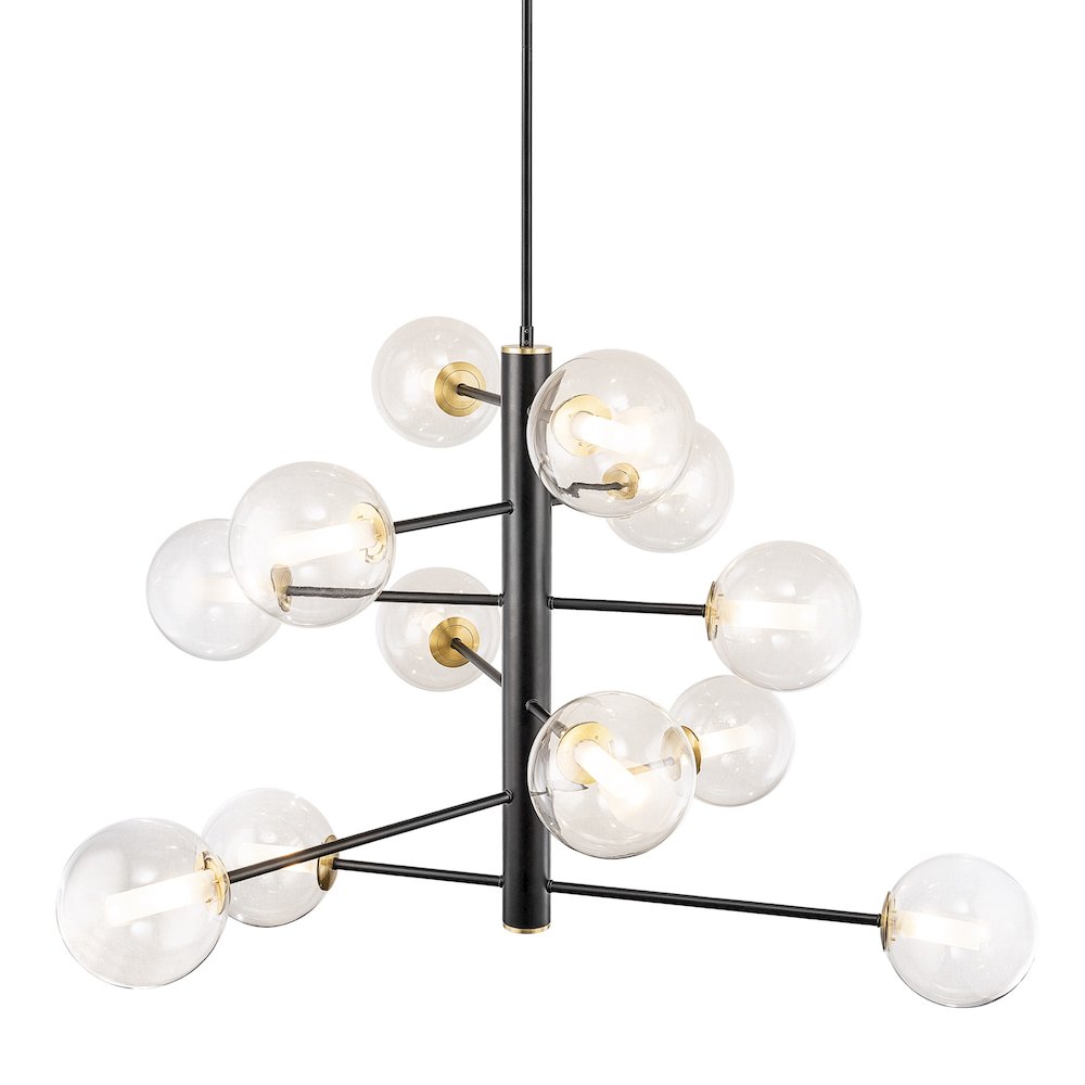 Aurelia Collection 12Light Chandelier Black and Brushed Brass