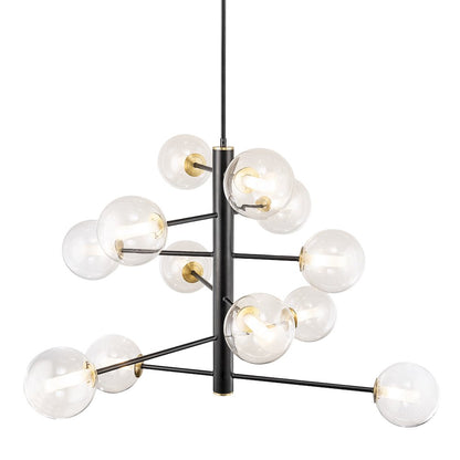 Aurelia Collection 12Light Chandelier Black and Brushed Brass