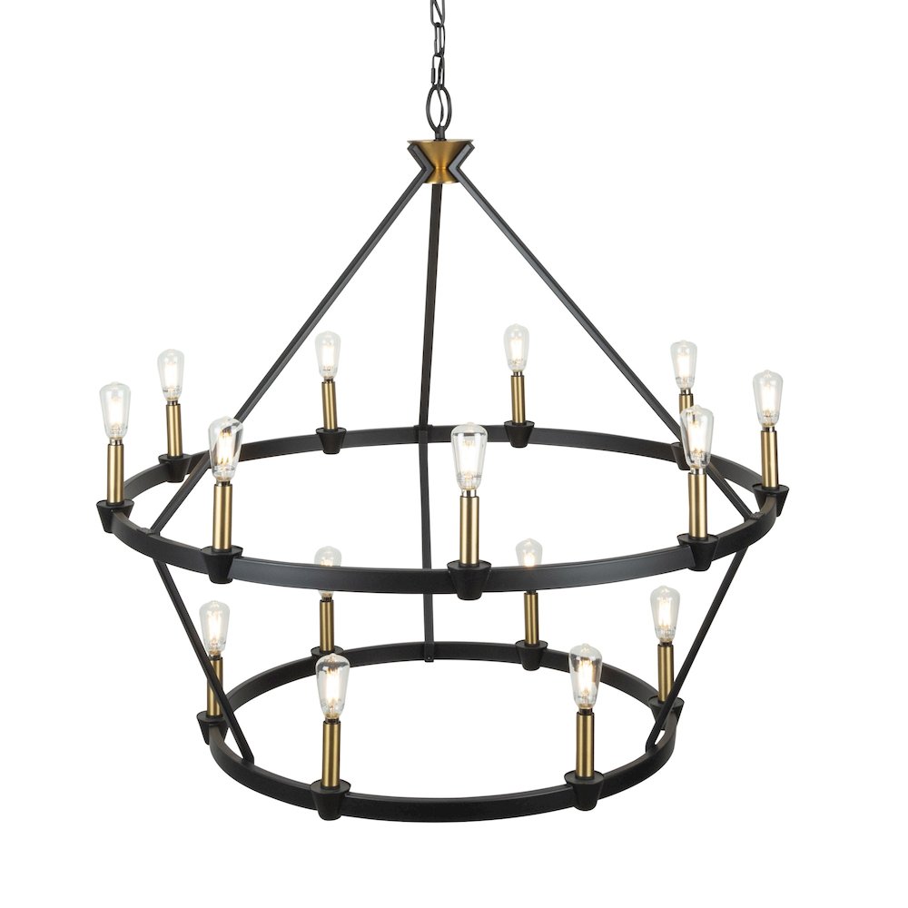 Notting Hill Collection 15Light Chandelier Black and Brushed Brass