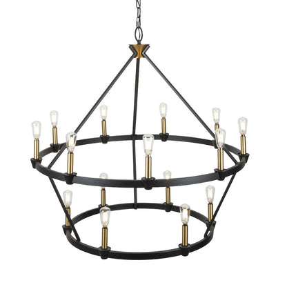 Notting Hill Collection 15Light Chandelier Black and Brushed Brass