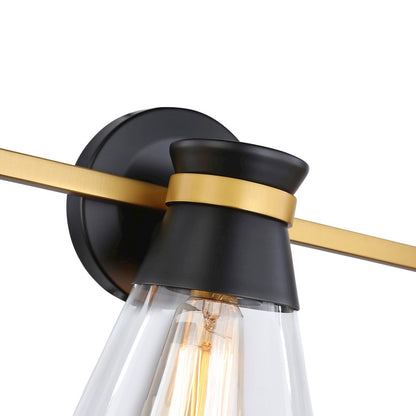 Kanata Collection 3Light Vanity Light, Black & Brushed Brass