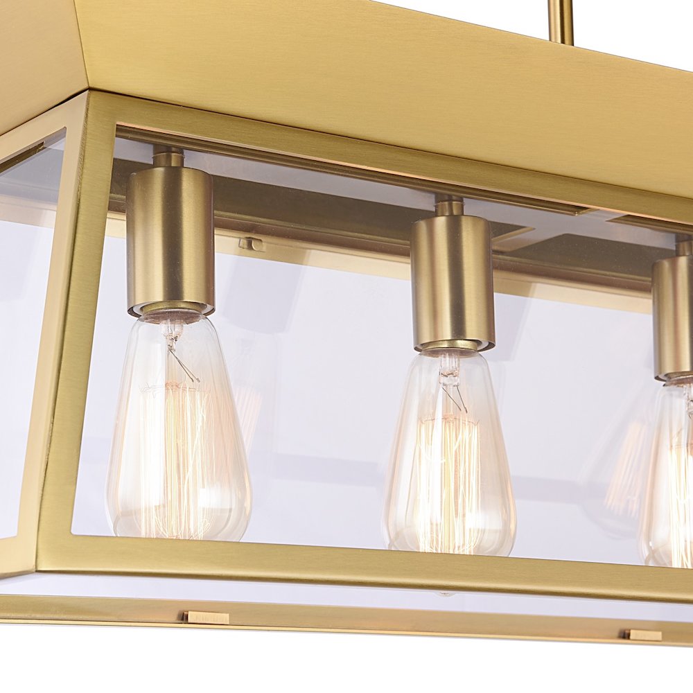Lucian Linear Island Chandelier Brushed Brass