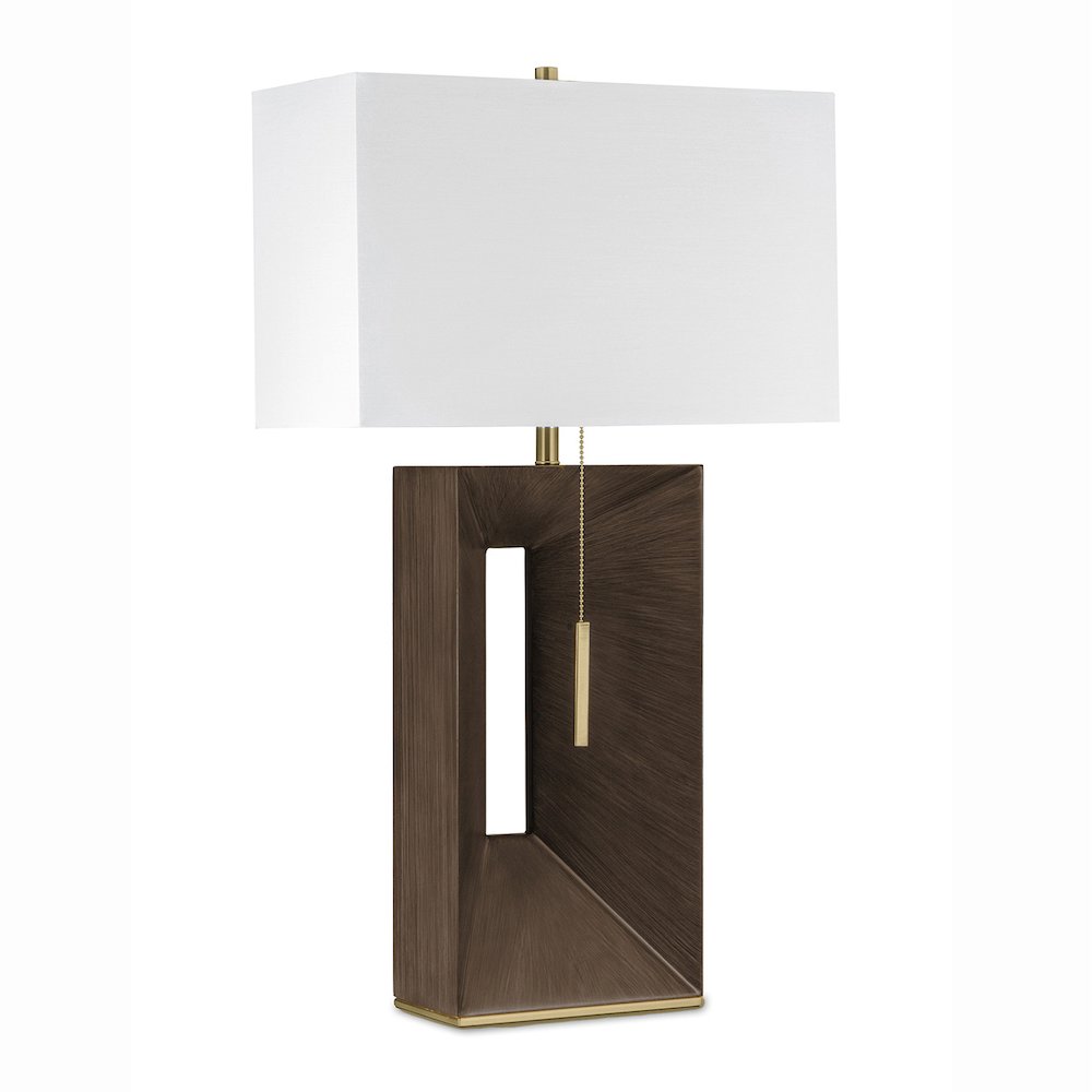 Parallux Standing Table Lamp Walnut & Weathered Brass