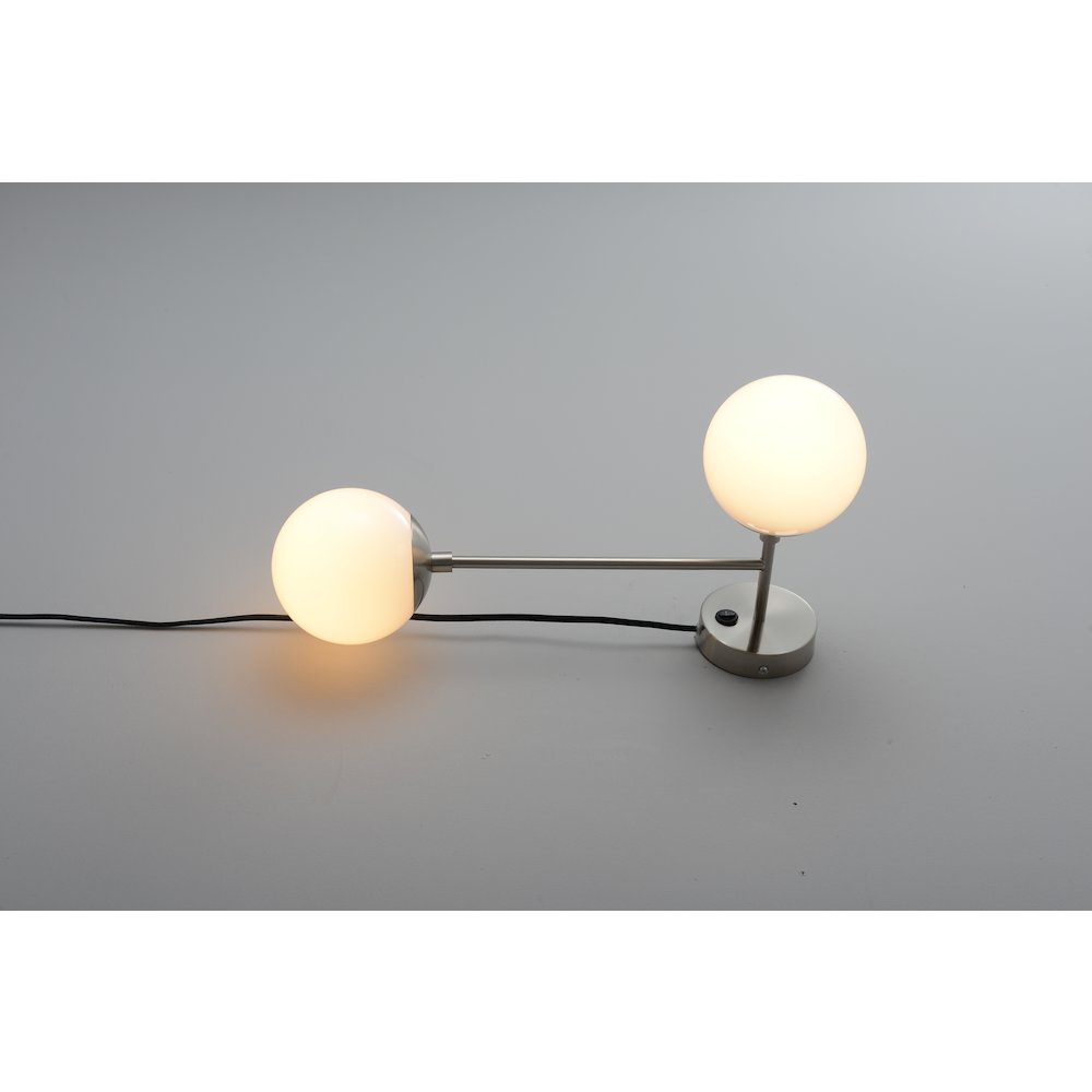 Duo Modern Contemporary Wall Sconce - Satin Nickel, Plug-in