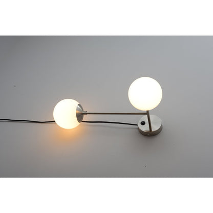 Duo Modern Contemporary Wall Sconce - Satin Nickel, Plug-in