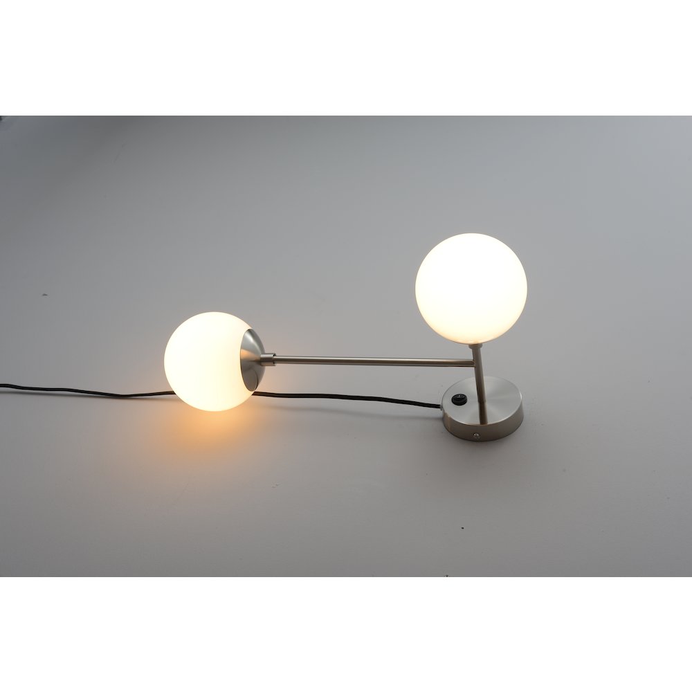 Duo Modern Contemporary Wall Sconce - Satin Nickel, Plug-in