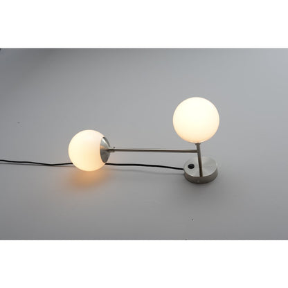 Duo Modern Contemporary Wall Sconce - Satin Nickel, Plug-in