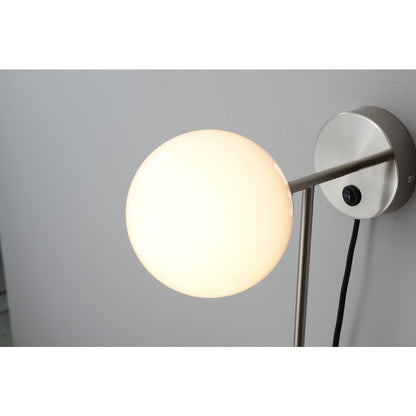 Duo Modern Contemporary Wall Sconce - Satin Nickel, Plug-in