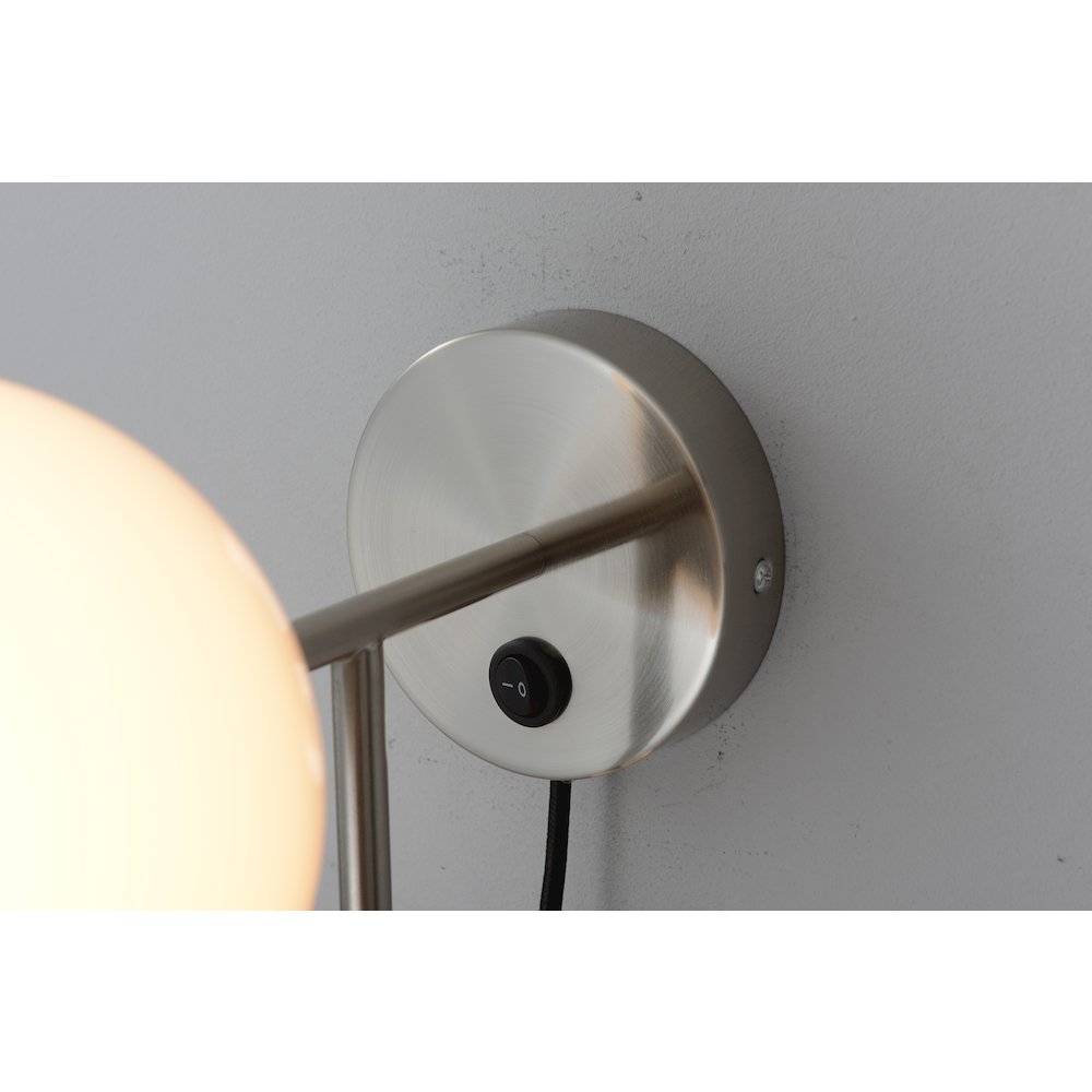 Duo Modern Contemporary Wall Sconce - Satin Nickel, Plug-in