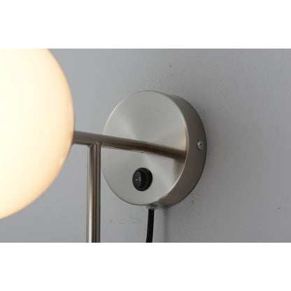 Duo Modern Contemporary Wall Sconce - Satin Nickel, Plug-in