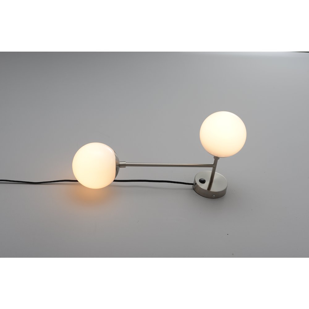 Duo Modern Contemporary Wall Sconce - Satin Nickel, Plug-in