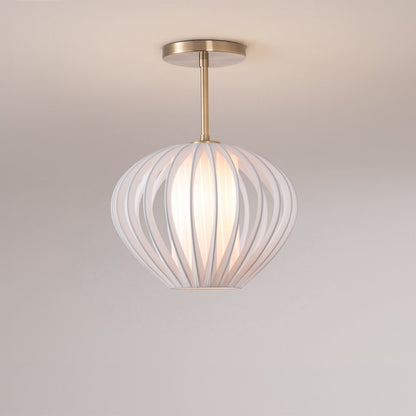 Bloom Semi Flush Mount Weathered Brass, White Satin Shade
