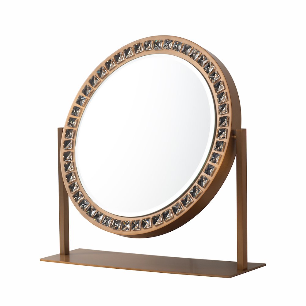 Marilyn Table Top LED Vanity Mirror - Weathered Brass, Touch Dimmer