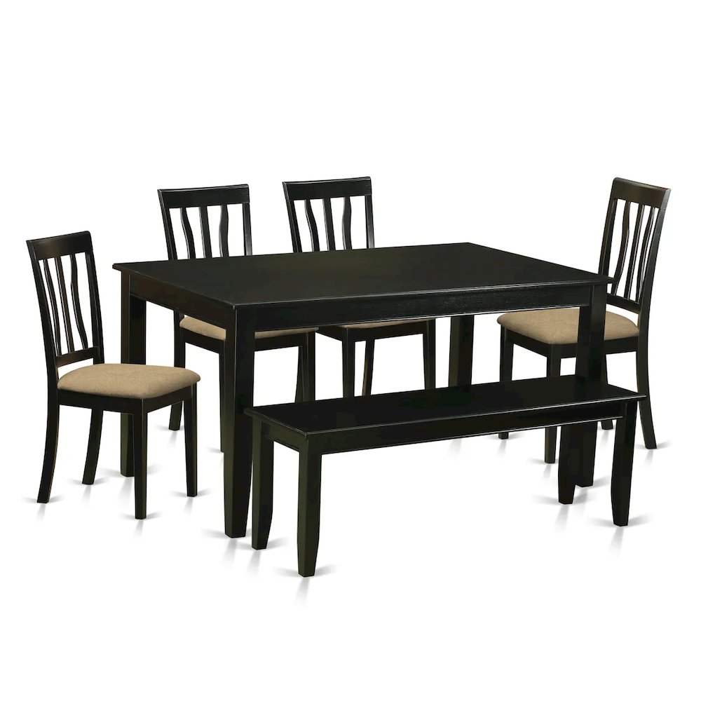 DUAN6-BLK-C 6 Pc Kitchen nook Dining set - Dinette Table and 4 Kitchen Dining Chairs in addition to Bench