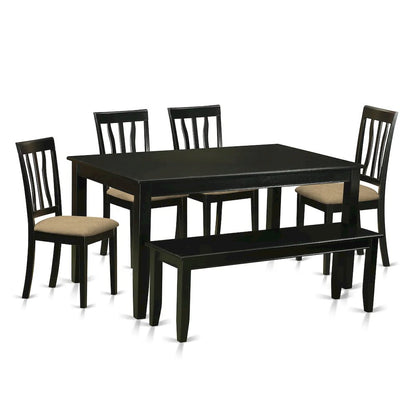 DUAN6-BLK-C 6 Pc Kitchen nook Dining set - Dinette Table and 4 Kitchen Dining Chairs in addition to Bench