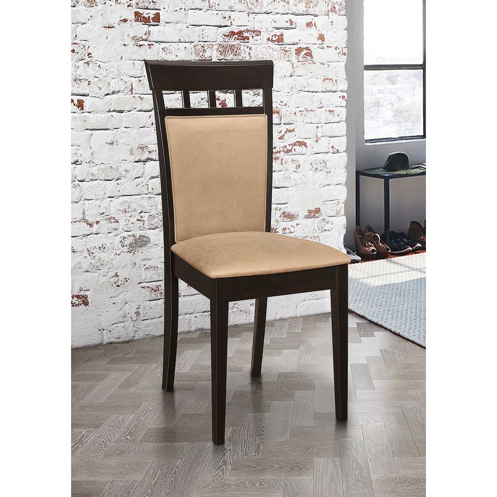 Beige Upholstered Wood Dining Chairs (Set of 2)