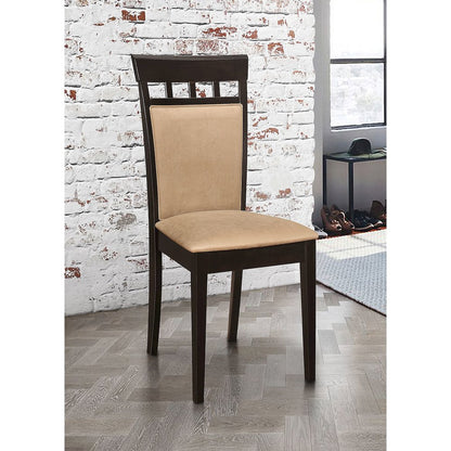 Beige Upholstered Wood Dining Chairs (Set of 2)