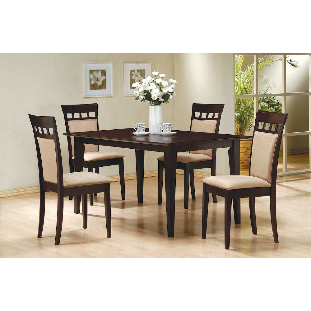 Beige Upholstered Wood Dining Chairs (Set of 2)