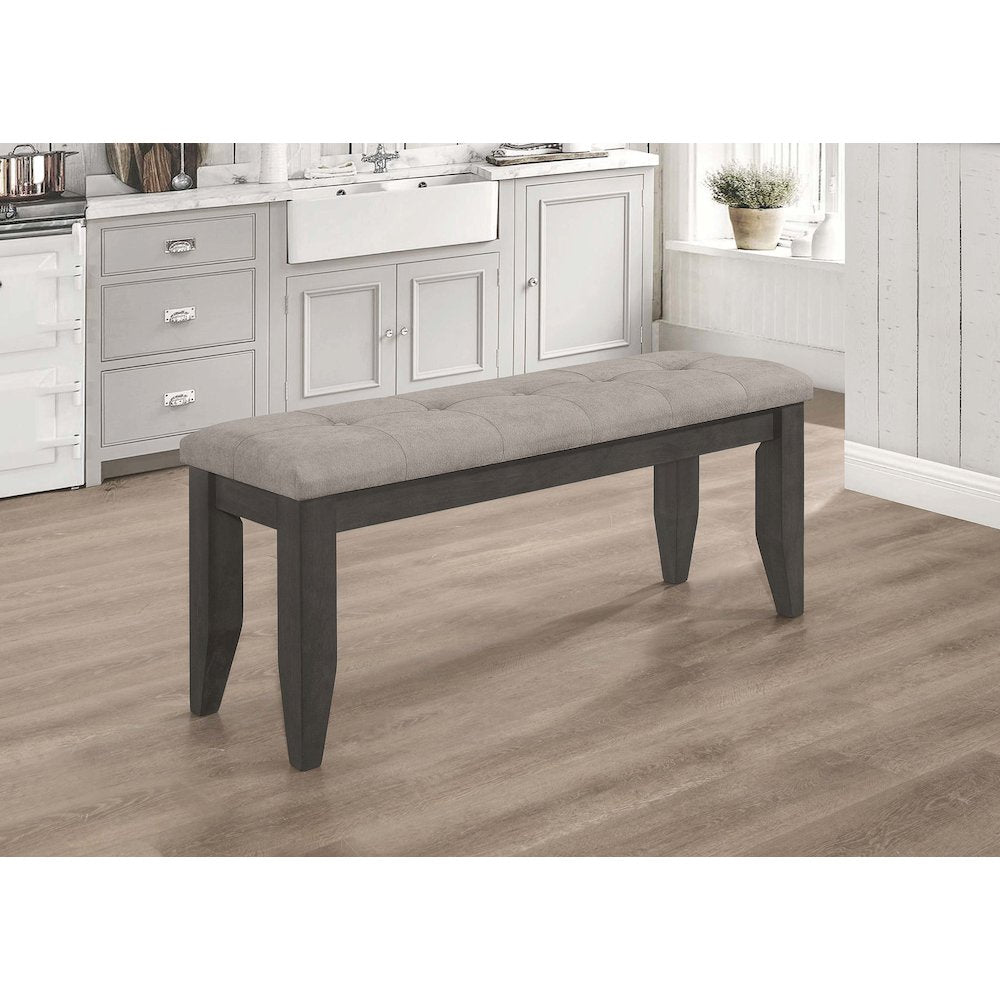 Grey and Dark Grey Tufted Upholstery Bench